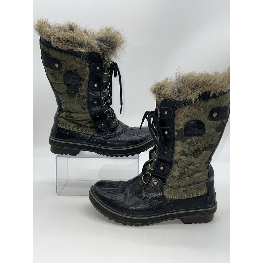 Sorel Tofino II Waterproof Insulated Faux Fur Winter Boots Camo/Black-Size 8.5